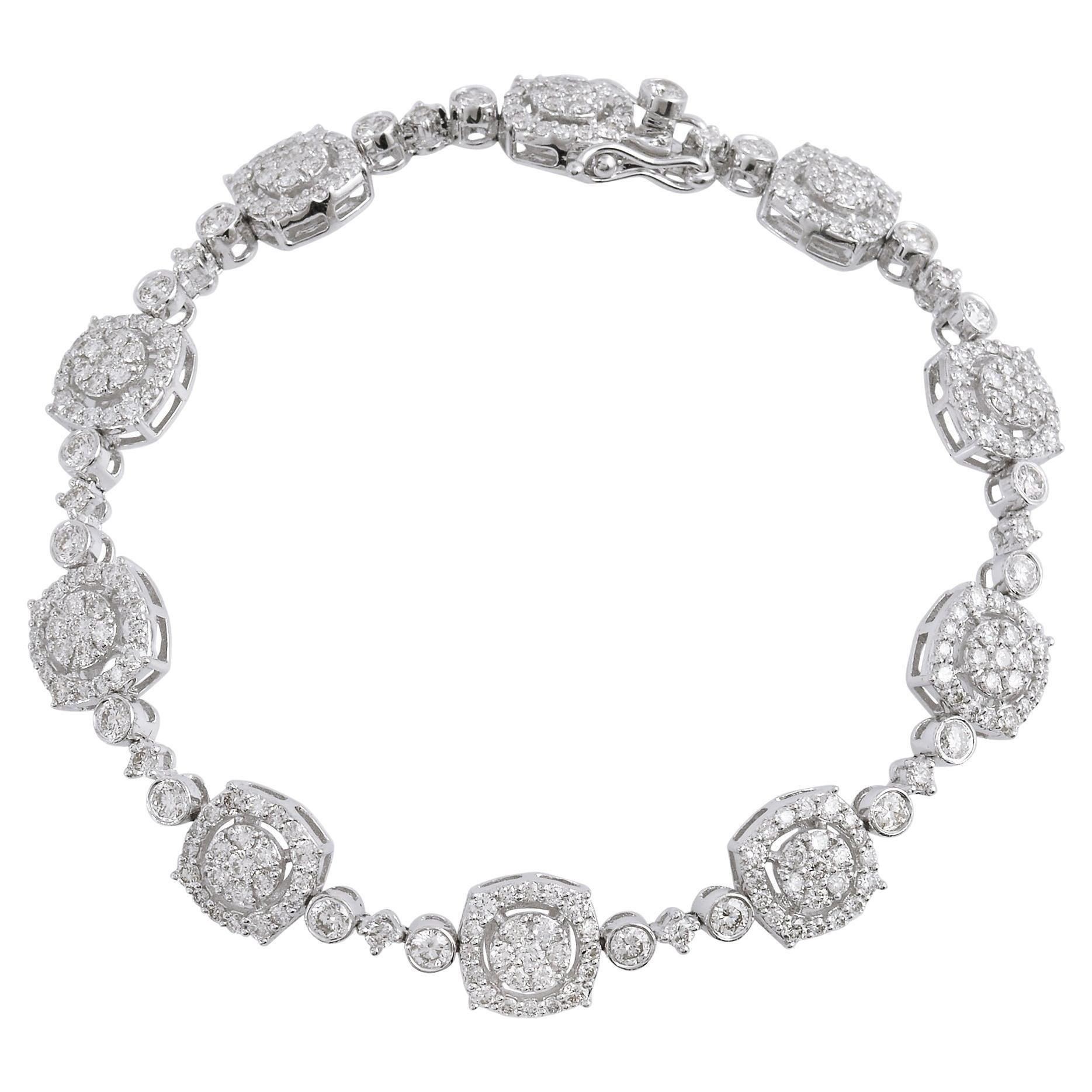 4.6 Carat SI Clarity HI Color Diamond Charm Bracelet 18 Karat White Gold Jewelry For Sale