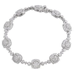 4.6 Carat SI Clarity HI Color Diamond Charm Bracelet 18 Karat White Gold Jewelry