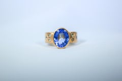 4.6 Carat Tanzanite Solitaire Yellow Diamonds Handmade 22K-21K Gold Bridal Ring