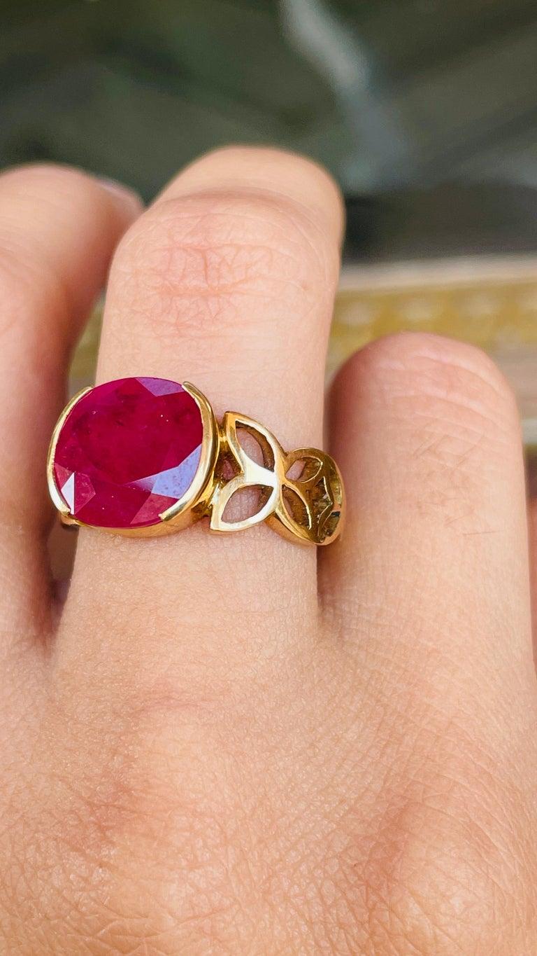 For Sale:  4.6 CTW Ruby Single Stone Ring for Women in 18k Solid Yellow Gold Gifts for Mom 3