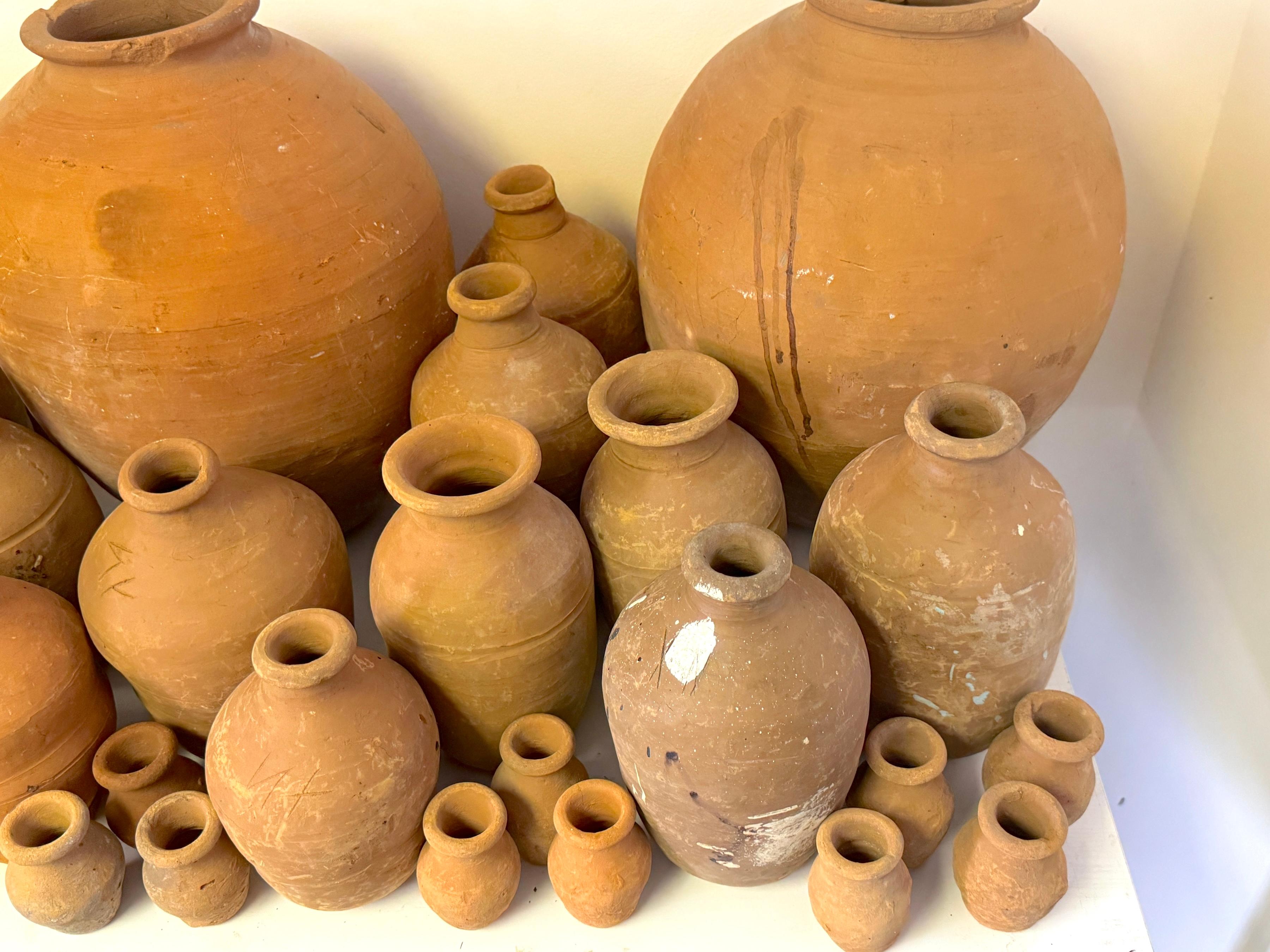 Rustic 46 Piece Collection of 19th /20th C. Spanish Colonial Tinajas/ Vases For Sale