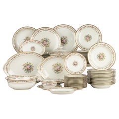 46-Piece Dinner Set - Raynaud Limoges - Decorated with Flowers - Complete Set