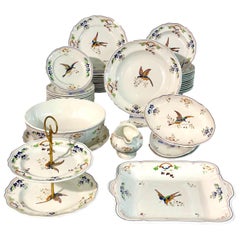 46-Pieces French Faience Dinner Service, "Cléry" By Moustiers