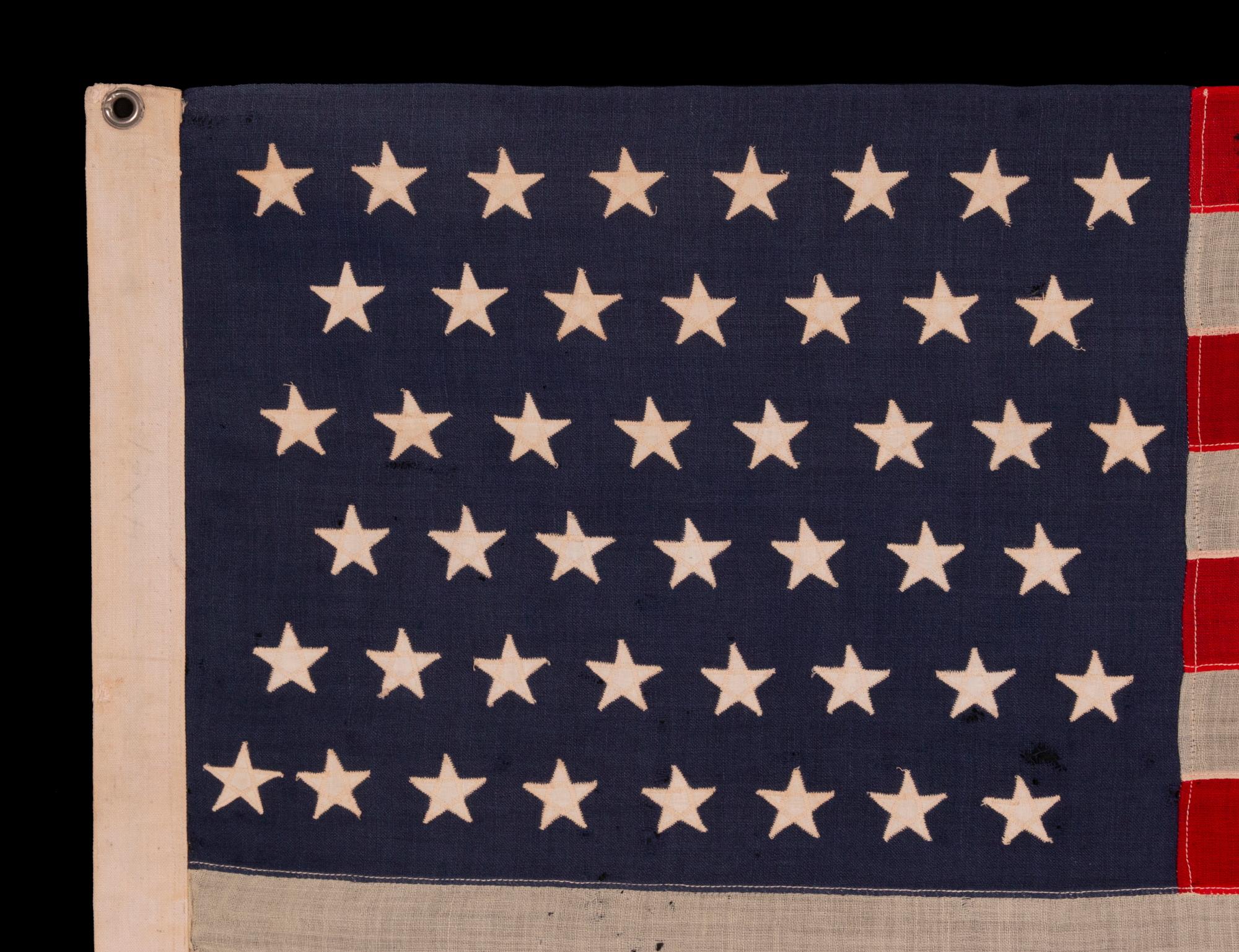 46 Star Antiques American Flag, Small Scale, Oklahoma Statehood, Ca 1907-1912 In Good Condition For Sale In York County, PA