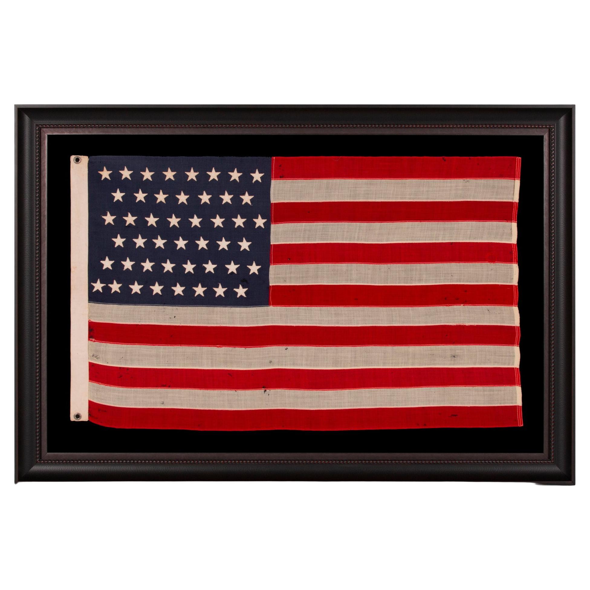 46 Star Antiques American Flag, Small Scale, Oklahoma Statehood, Ca 1907-1912