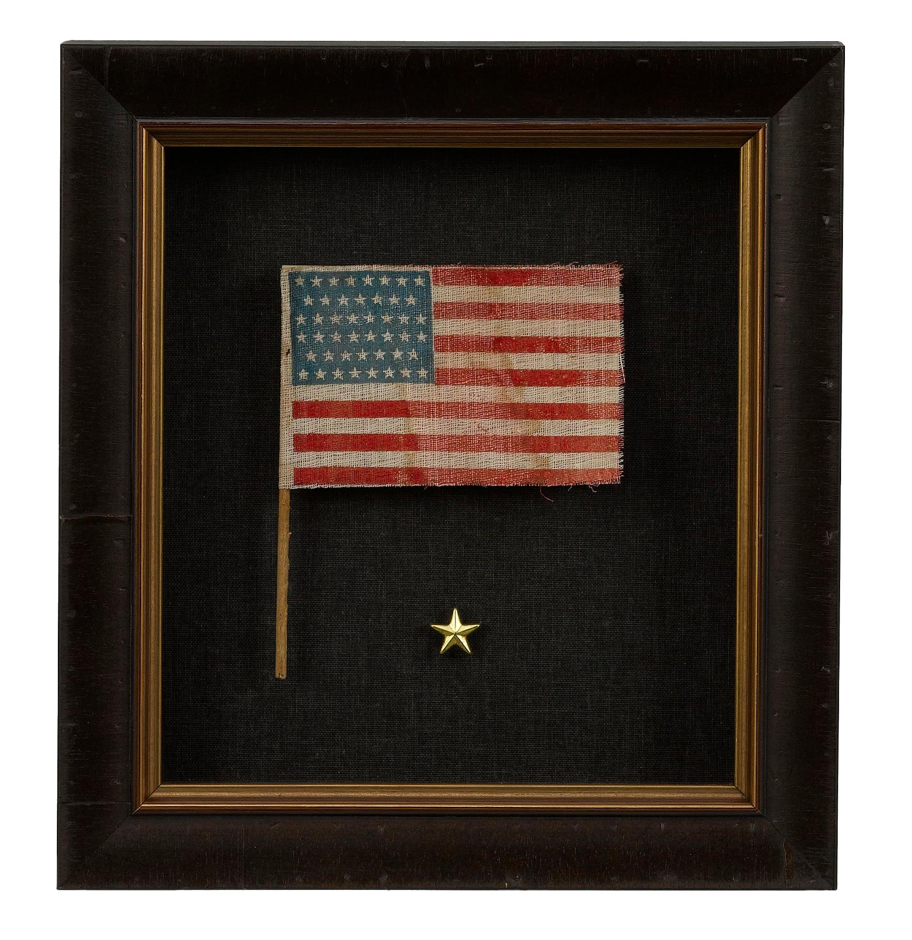 46-Star Printed American Flag Waver, Celebrating Oklahoma Statehood For Sale 1