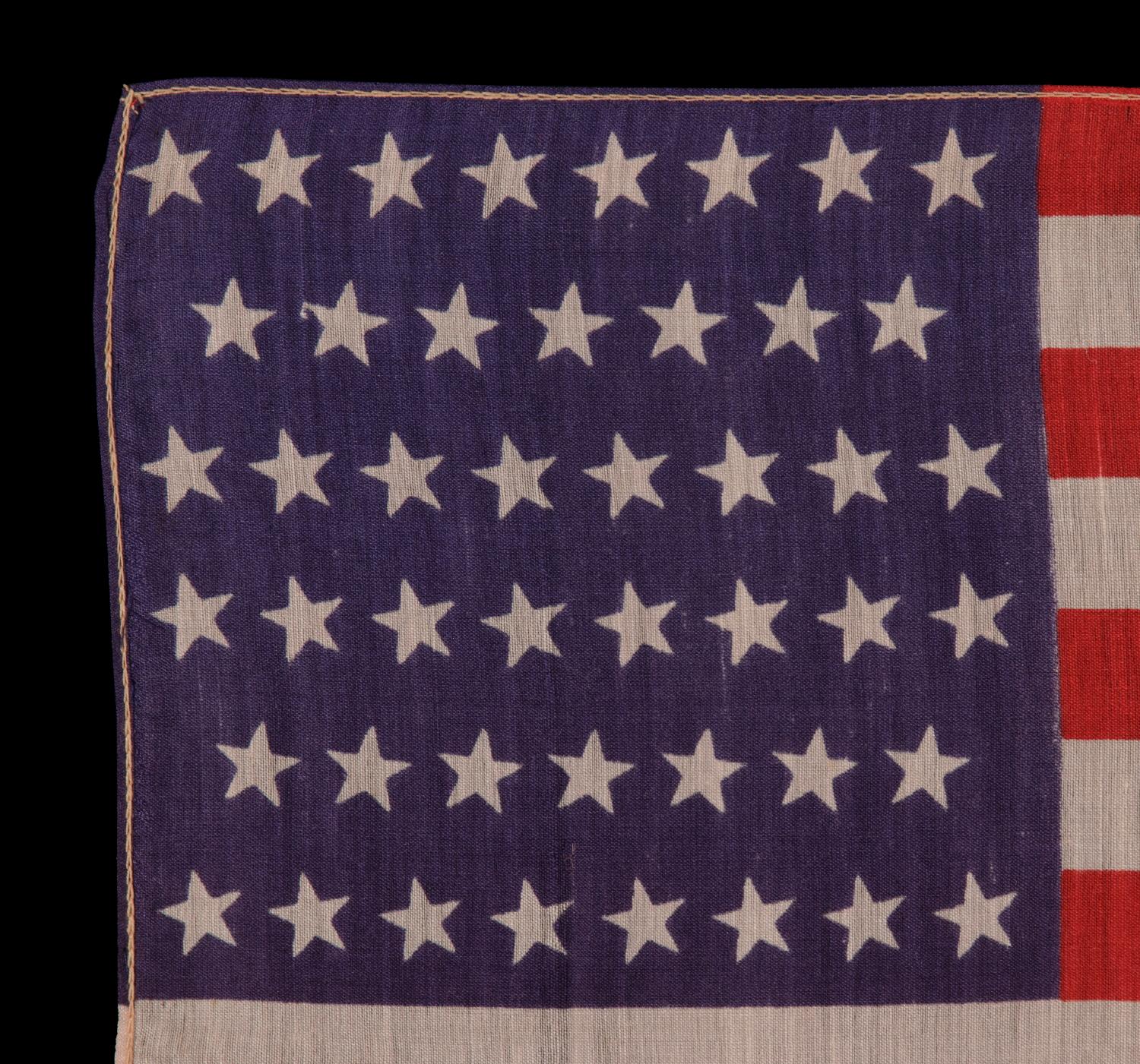 46 Stars in Canted Rows on an Antique American Parade Flag In Good Condition In York County, PA
