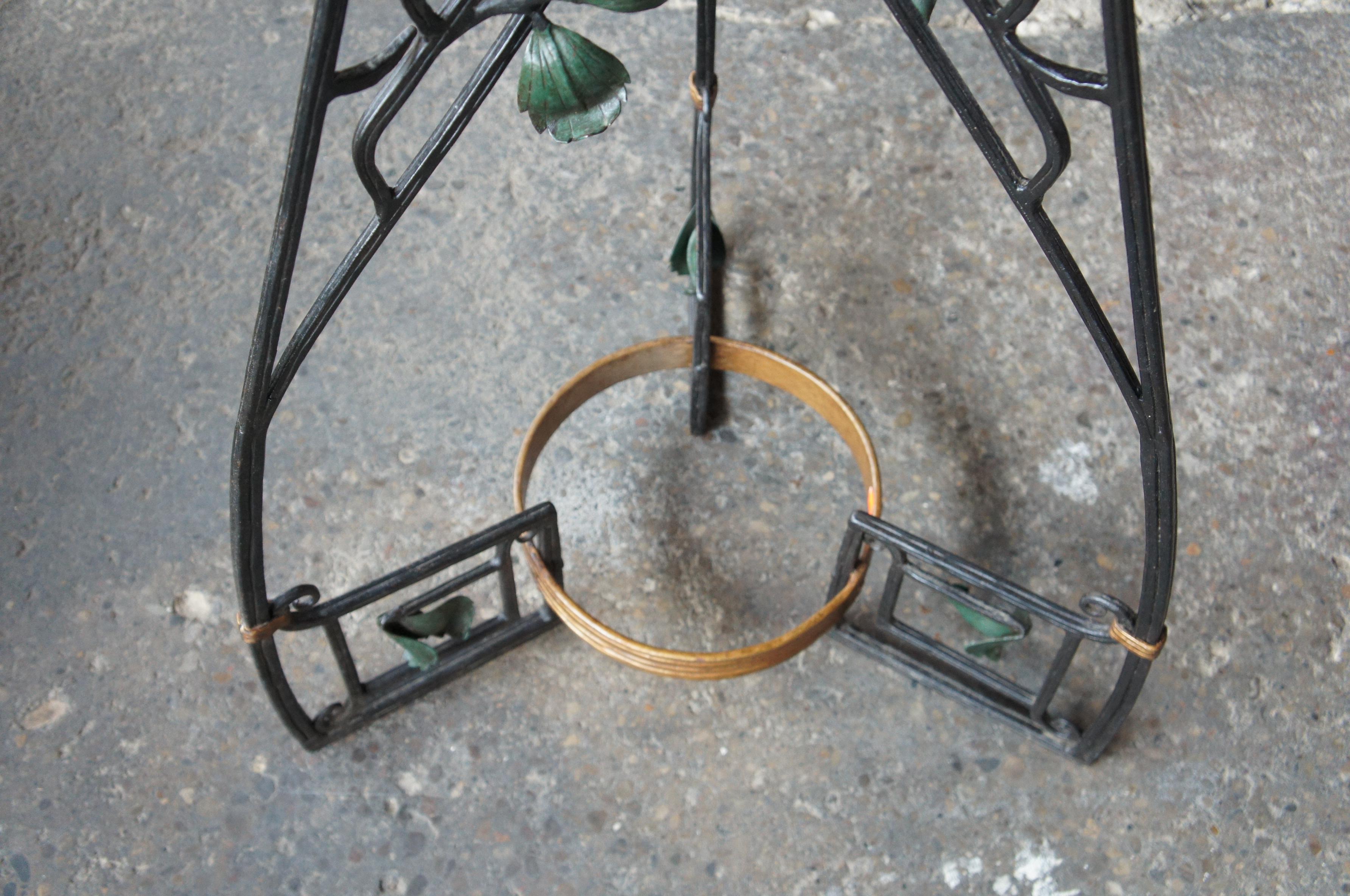 20th Century Wrought Iron Tray Serving Table Bar Liquor Stand Flower Art Plant Pedestal