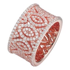 Bague d'alliance cocktail en filigrane plaqué or rose 14 carats de 4,60 carats