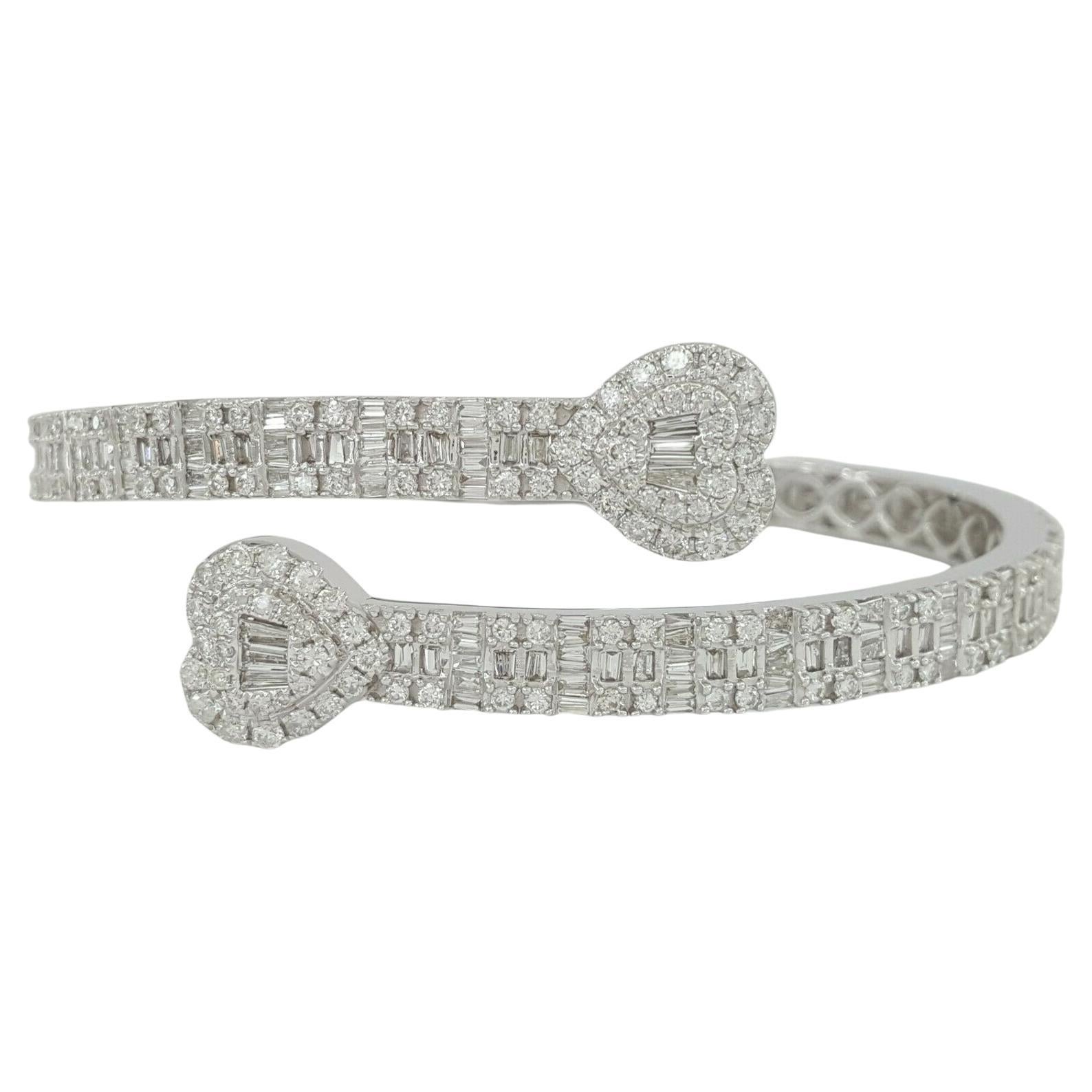 4.60 Carat Baguette Round Brilliant Cut Diamond Bangle Bracelet