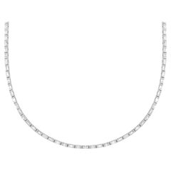4.60 Carat Classic Diamond Baguette Tennis Necklace 18K White Gold