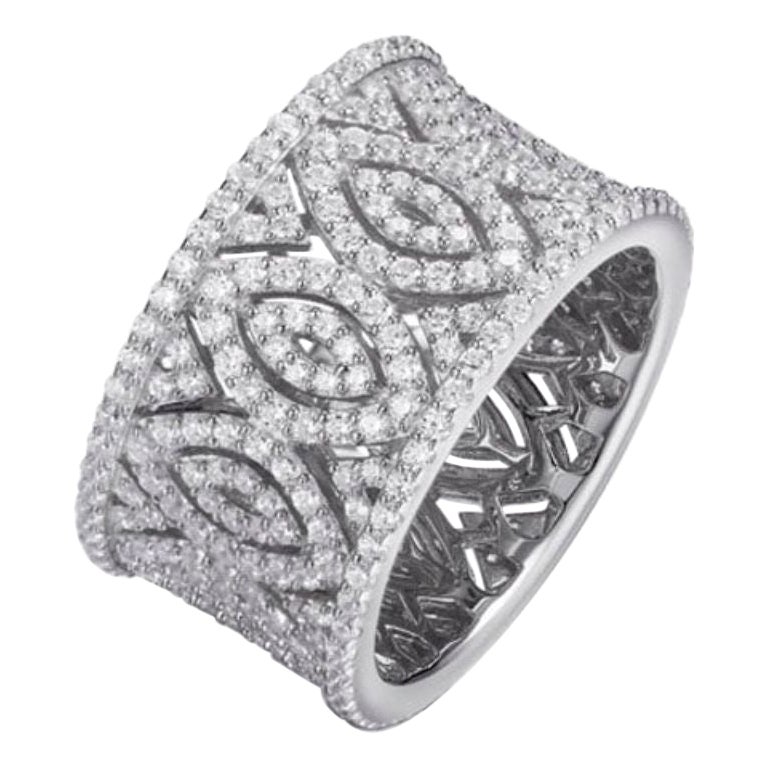 Alliance cocktail en argent sterling filigrane avec zirconia cubique de 4,60 carats