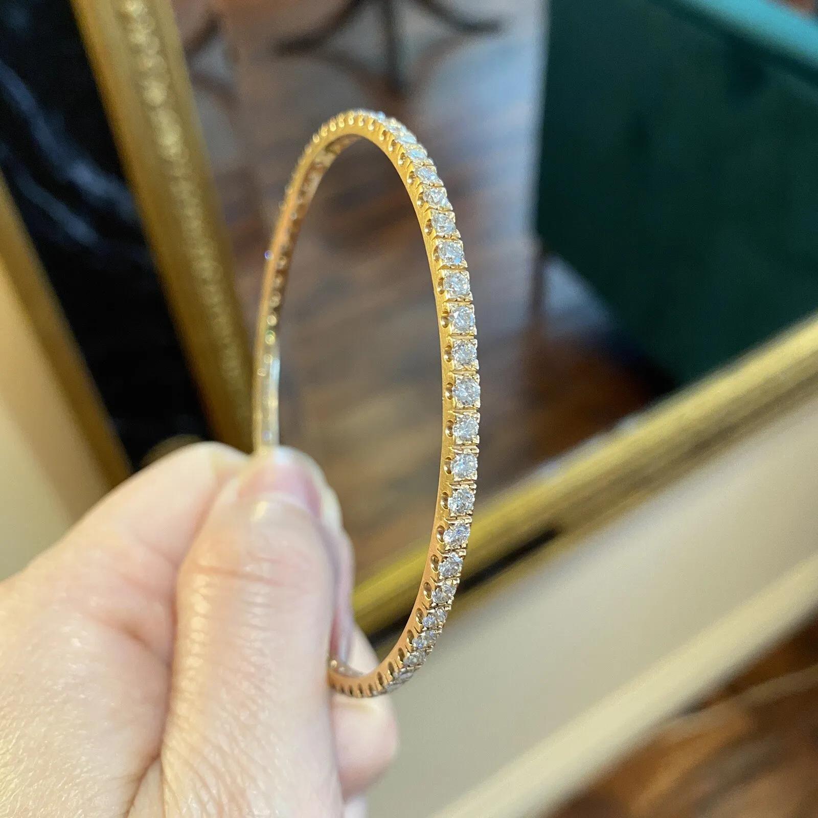 4.60 Carat Diamond Eternity Stackable Bangle Bracelet in 18k Rose Gold In New Condition For Sale In La Jolla, CA
