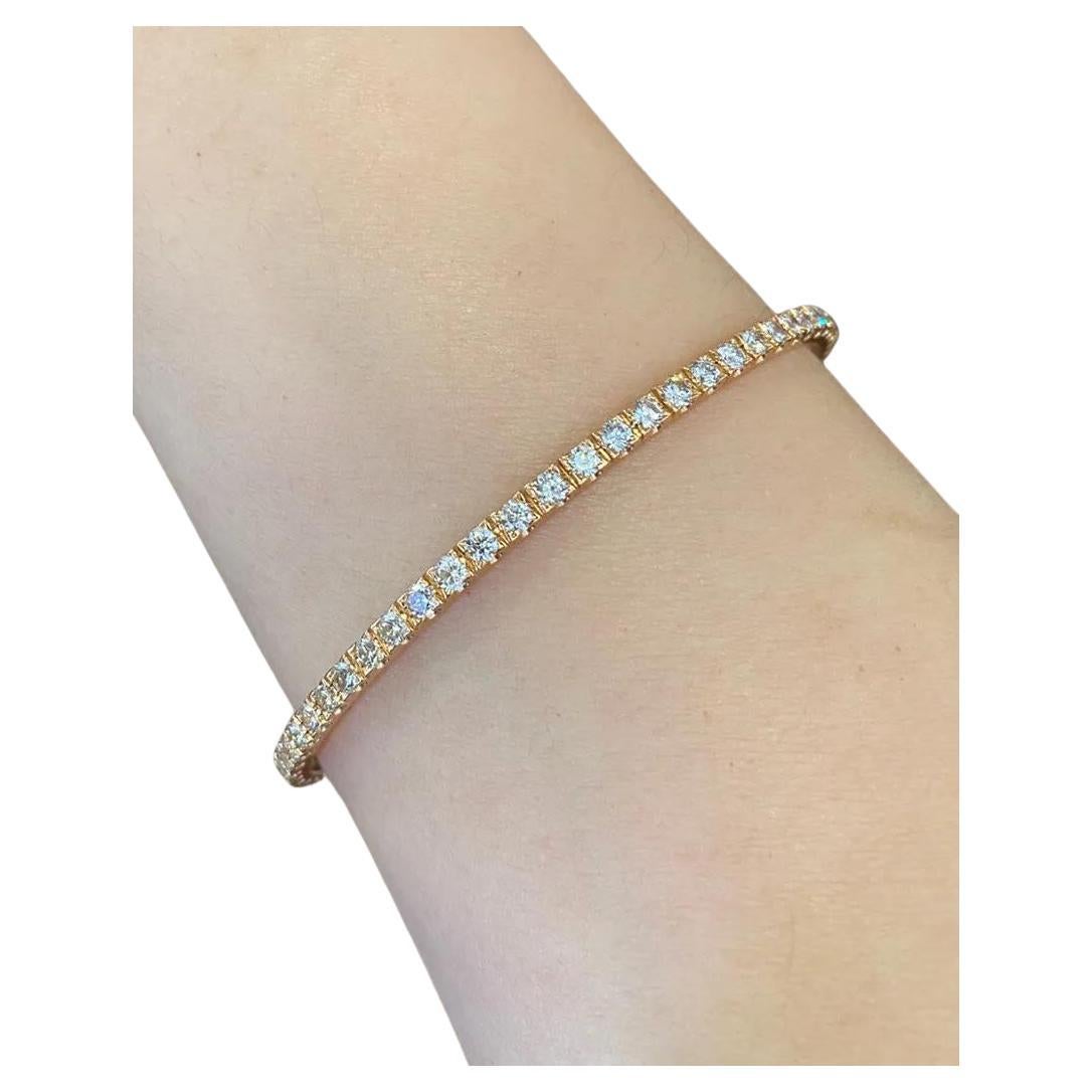 Bracelet jonc empilable d'éternité en or rose 18 carats avec diamants de 4,60 carats