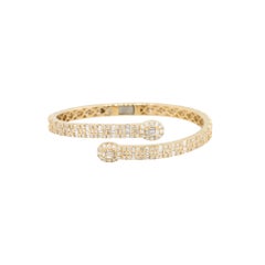 4.60 Carat Diamond Pave Open Cuff Bangle Bracelet 14 Karat in Stock