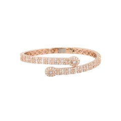 4.60 Carat Diamond Pave Open Cuff Bangle Bracelet 14 Karat in Stock