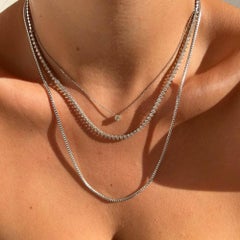 4.60 Carat Diamond Tennis Collier Necklace in 14k White Gold, Shlomit Rogel