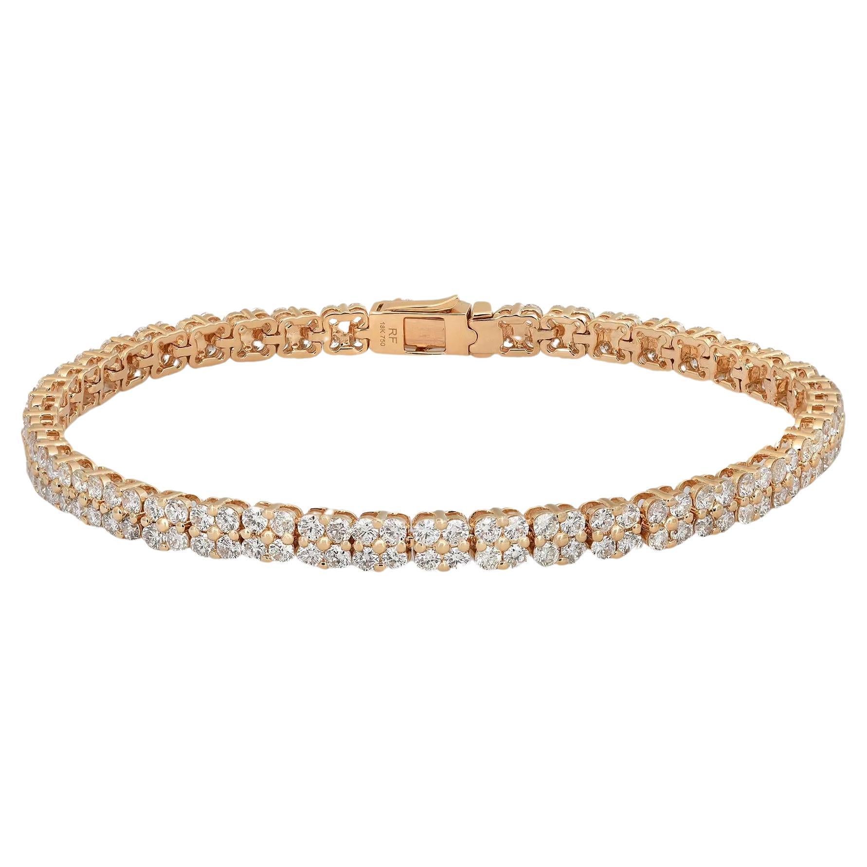 Zweireihiges Armband aus 18 Karat Gelbgold mit 4,60 Karat Diamanten 