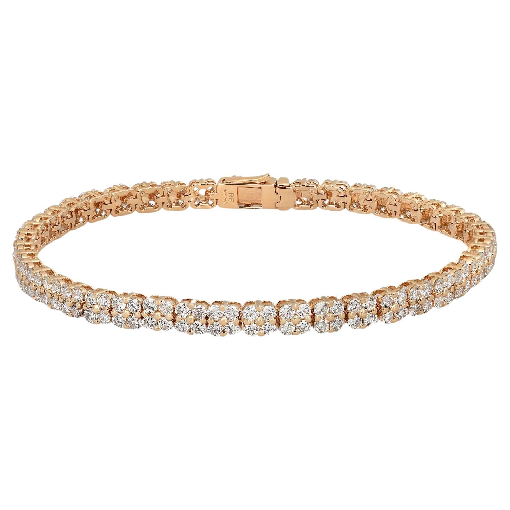 4.60 Carat Diamond Two-Row Bracelet 18K Yellow Gold  For Sale