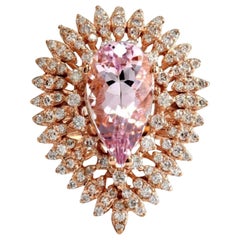 4,60 Karat exquisiter natürlicher rosa Morganit und Diamant 14 Karat massives Roségold