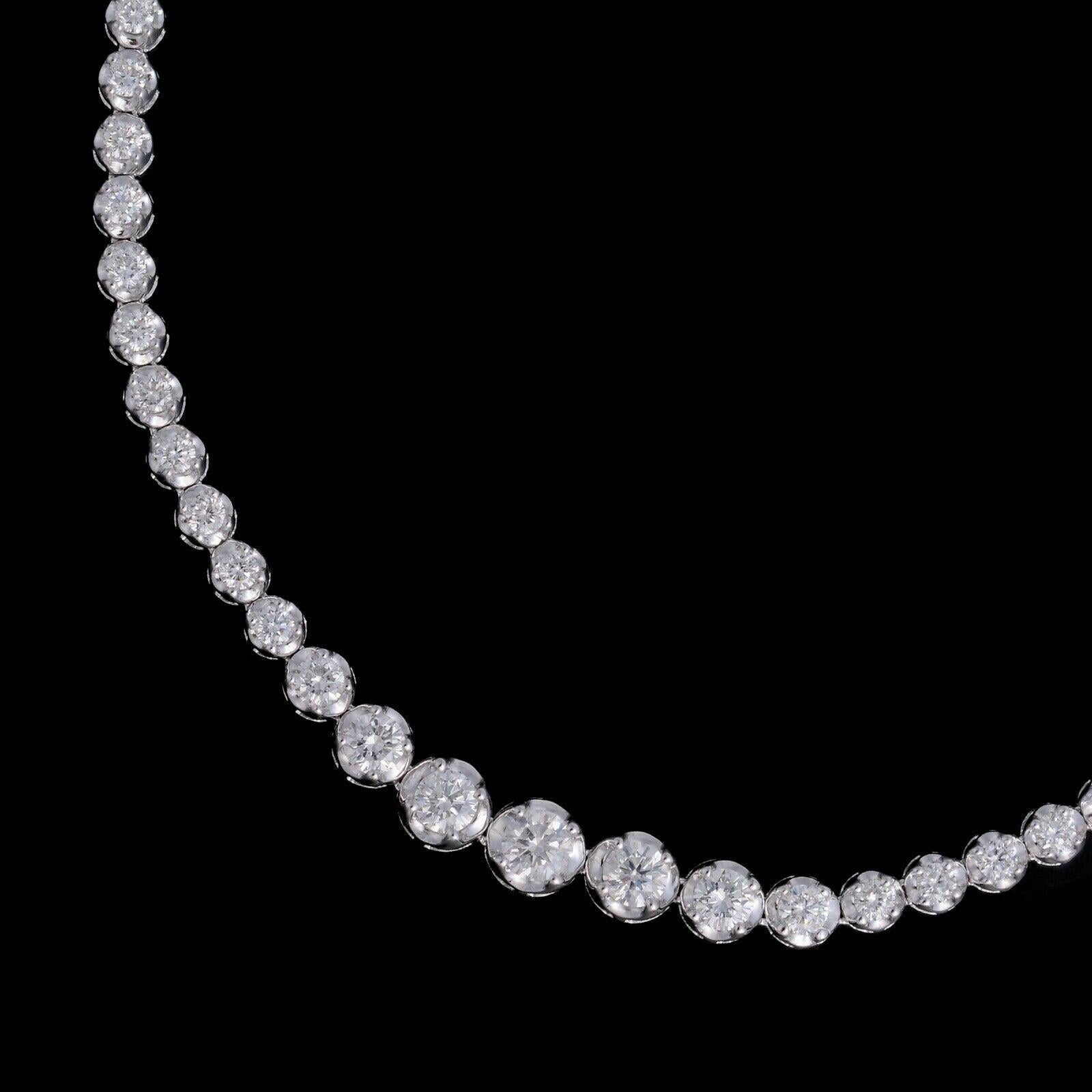 Modern 4.60 Carat Graduated Diamond 14 Karat White Gold Choker Necklace For Sale