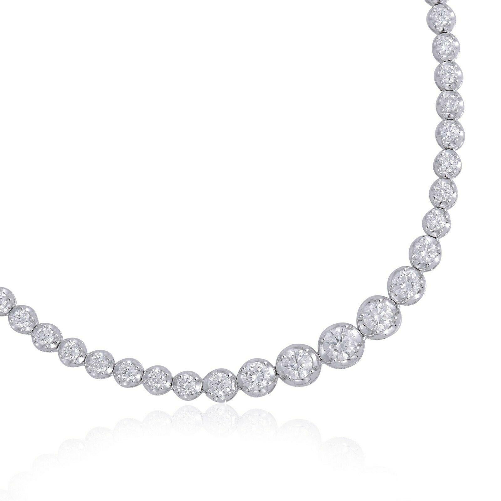 Mixed Cut 4.60 Carat Graduated Diamond 14 Karat White Gold Choker Necklace For Sale