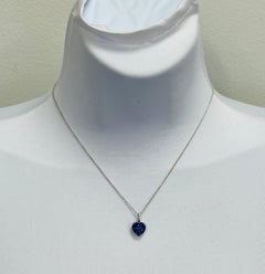 4.60 Carat Heart Blue Sapphire Pendant Necklace in 18K White Gold