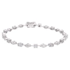 4.60 Carat Marquise Round Diamond Bracelet 18 Karat White Gold Handmade Jewelry