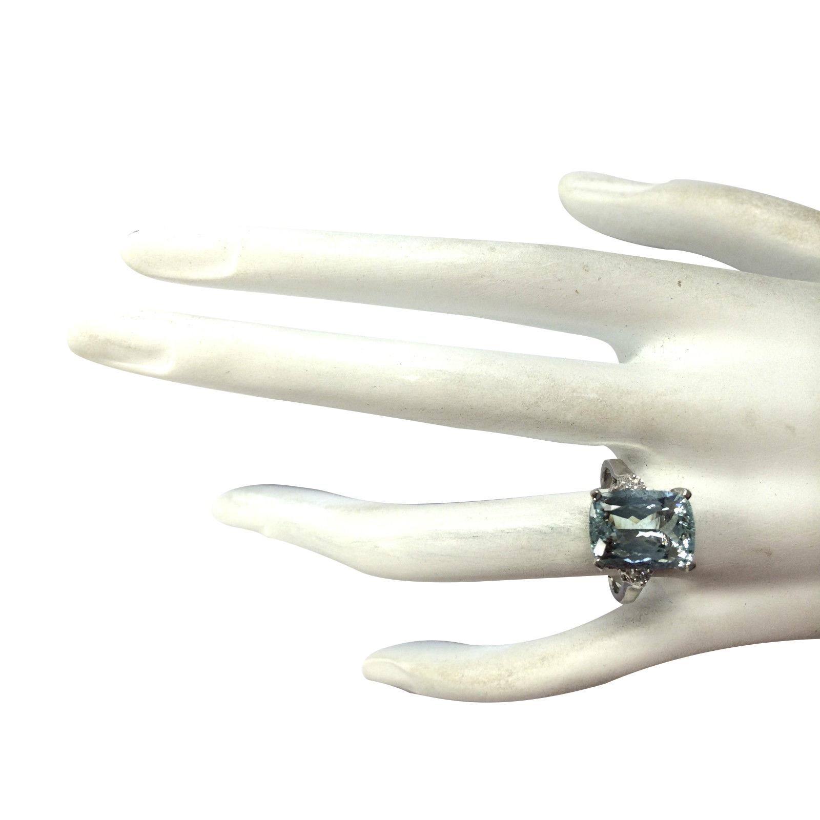 Natürlicher Aquamarin-Diamantring aus 14 Karat Weißgold  im Zustand „Neu“ im Angebot in Los Angeles, CA