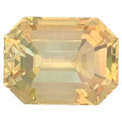 4.60 Carat Natural Faceted Yellow Golden Citrine Emerald Cut Brazilian Gemstone