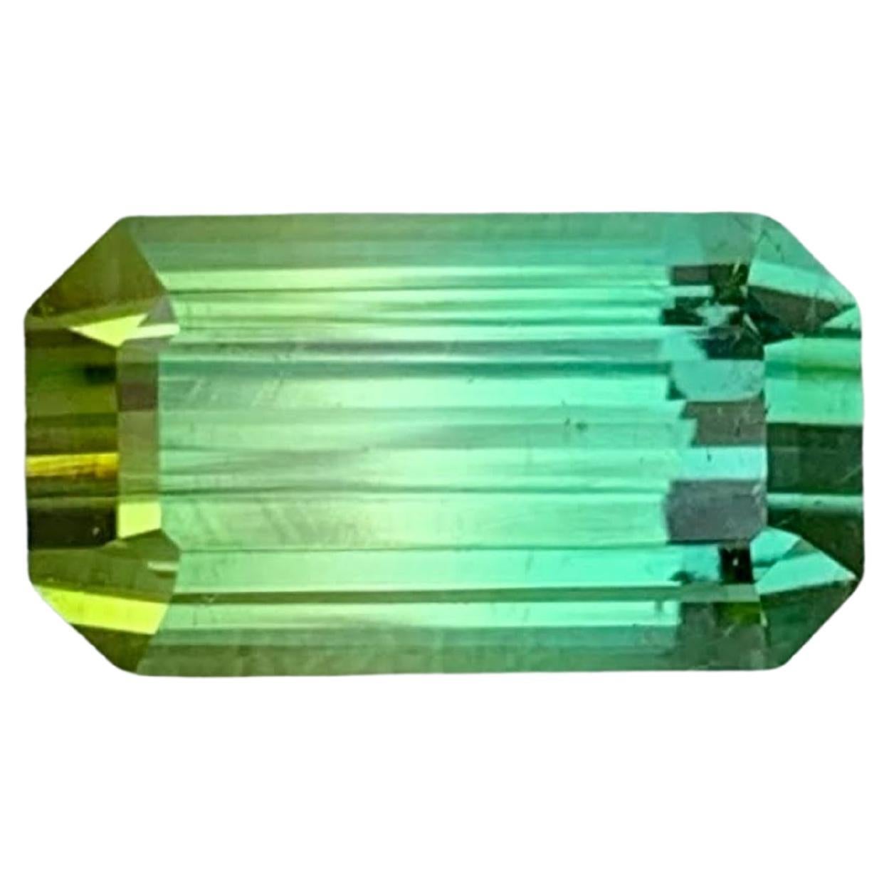 4.60 Carat Natural Loose Bi Color Tourmaline Stone Emerald Cut Afghan Gemstone For Sale