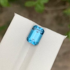 4.60 Carat Natural Loose London Blue Topaz Emerald Shape Gemstone