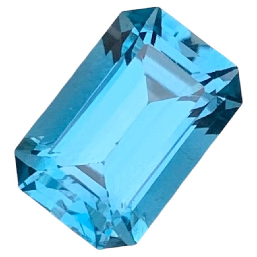 4.60 Carat Natural Loose London Blue Topaz Emerald Shape Gemstone For Sale