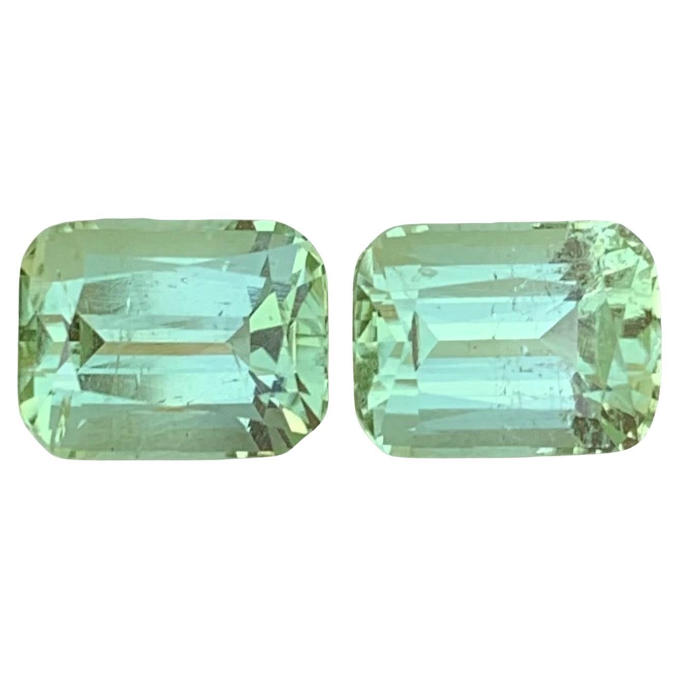 4.60 Carat Natural Loose Mint Green Tourmaline Pair Cushion Shape Gemstone 