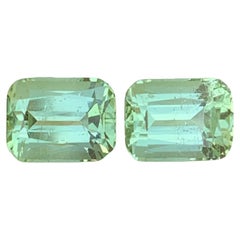 4.60 Carat Natural Loose Mint Green Tourmaline Pair Cushion Shape Gemstone 