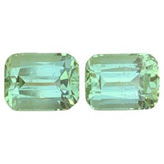 4.60 Carat Natural Loose Mint Green Tourmaline Pair Cushion Shape Gemstone