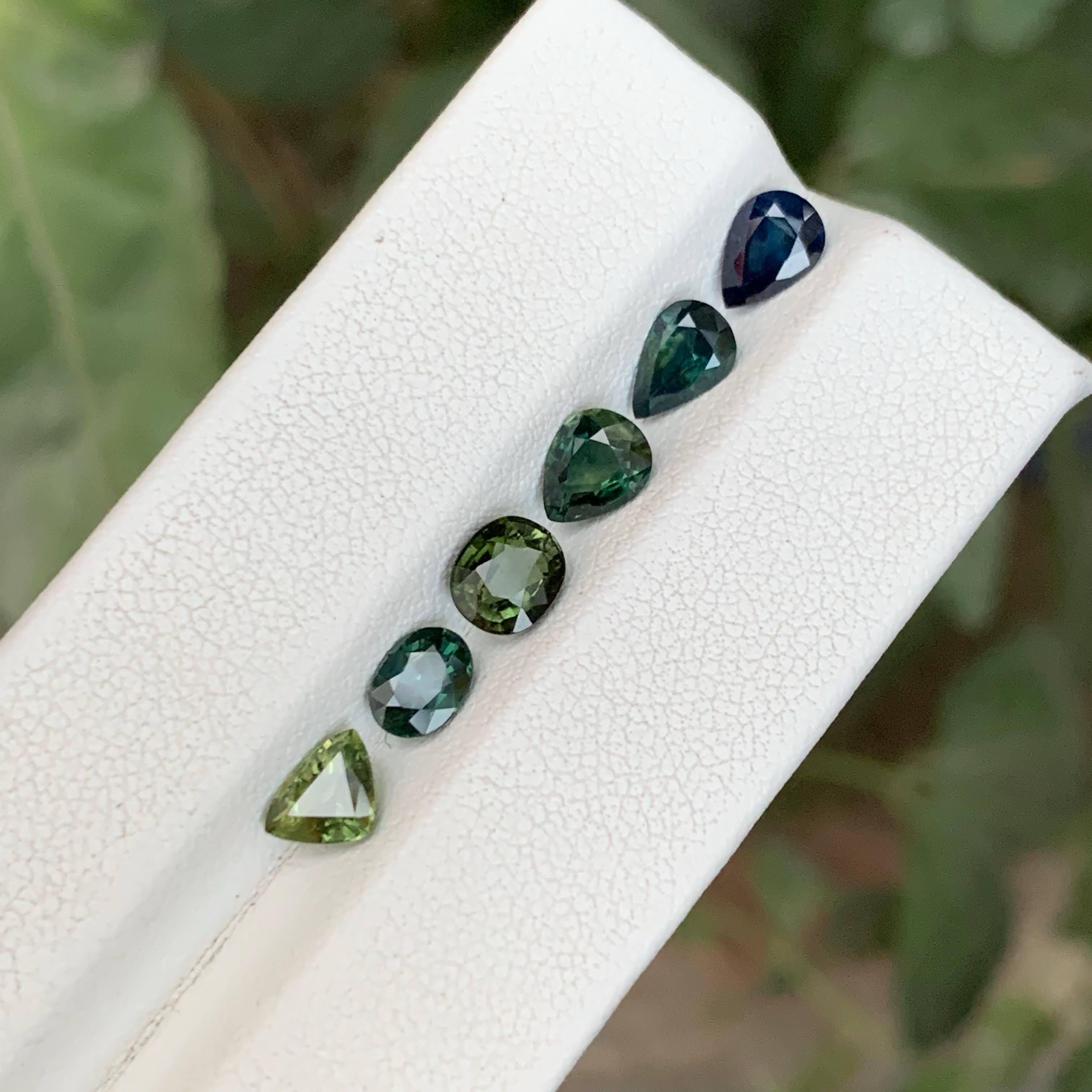 Modern 4.60 Carat Natural Loose Teal Sapphire Lot 6 Piece Madagascar's Gemstones For Sale