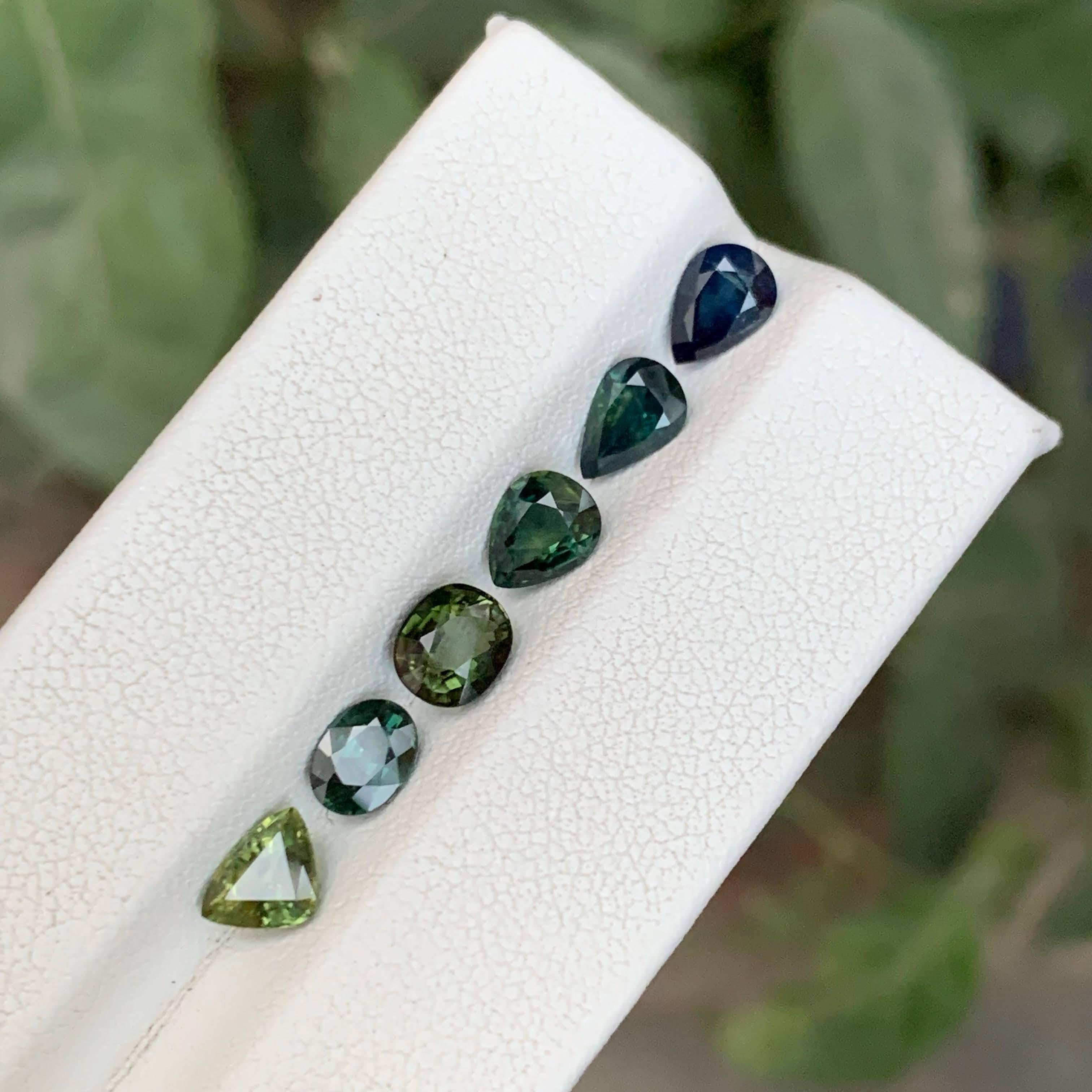 Mixed Cut 4.60 Carat Natural Loose Teal Sapphire Lot 6 Piece Madagascar's Gemstones For Sale