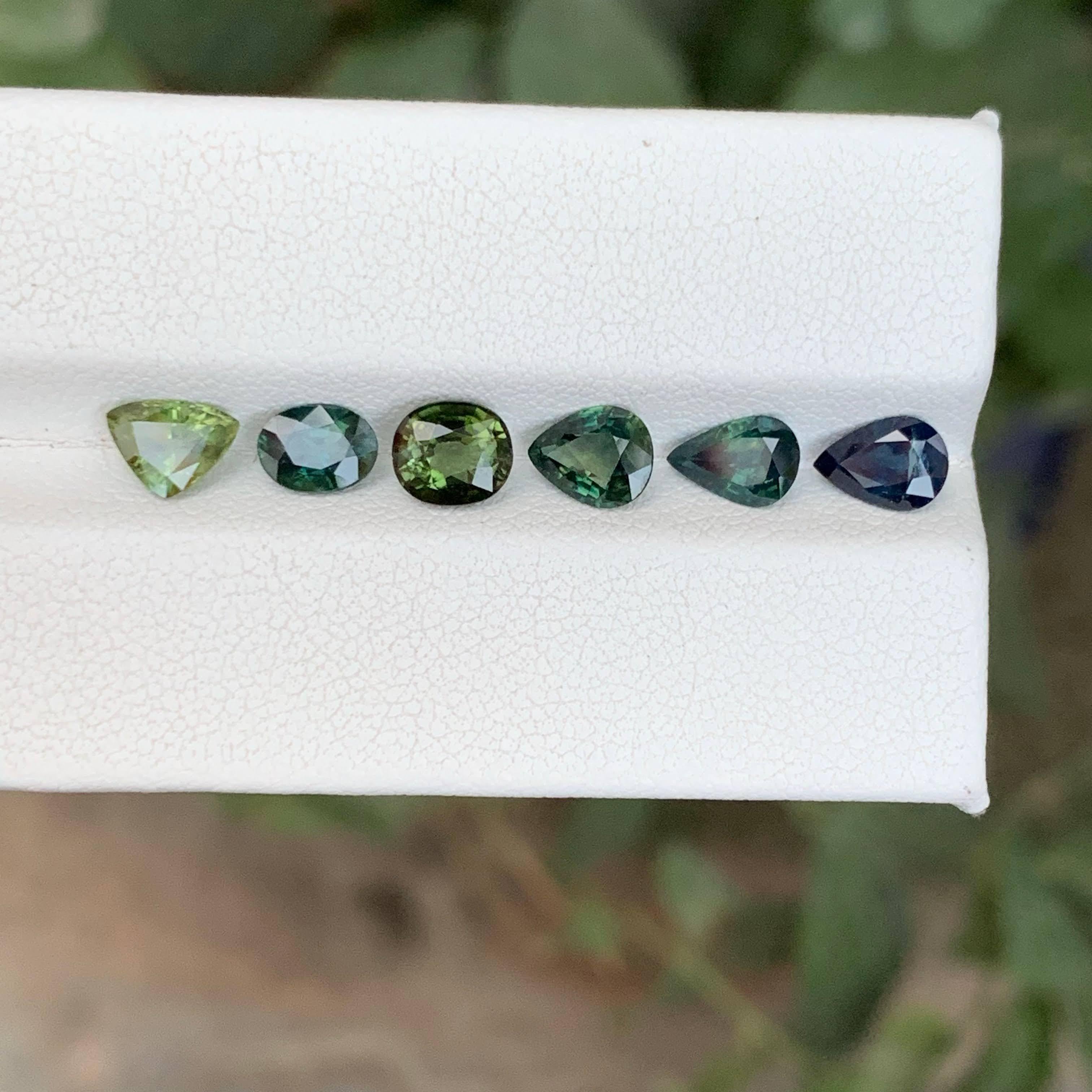4.60 Carat Natural Loose Teal Sapphire Lot 6 Piece Madagascar's Gemstones In New Condition For Sale In Bangkok, TH