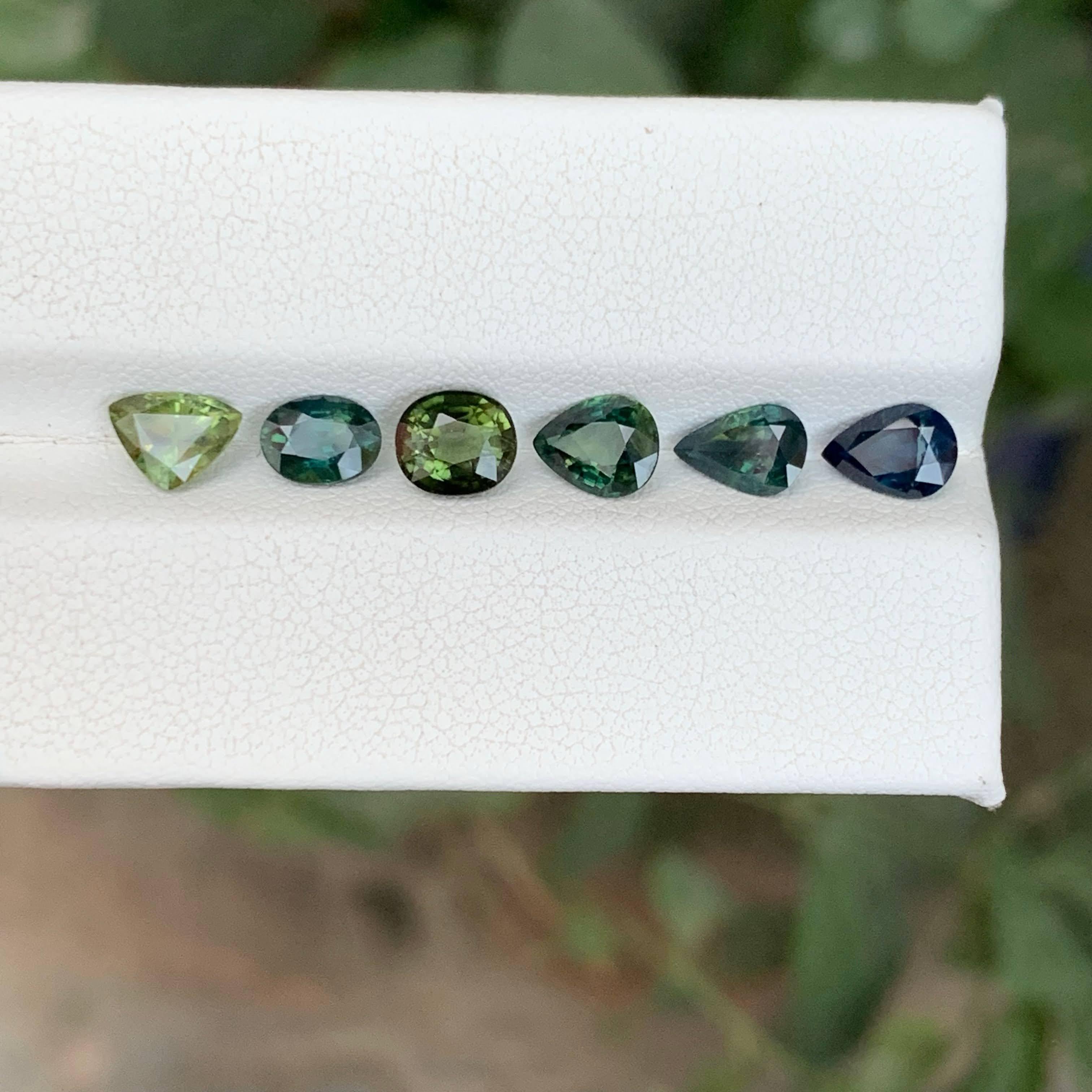 Women's or Men's 4.60 Carat Natural Loose Teal Sapphire Lot 6 Piece Madagascar's Gemstones For Sale