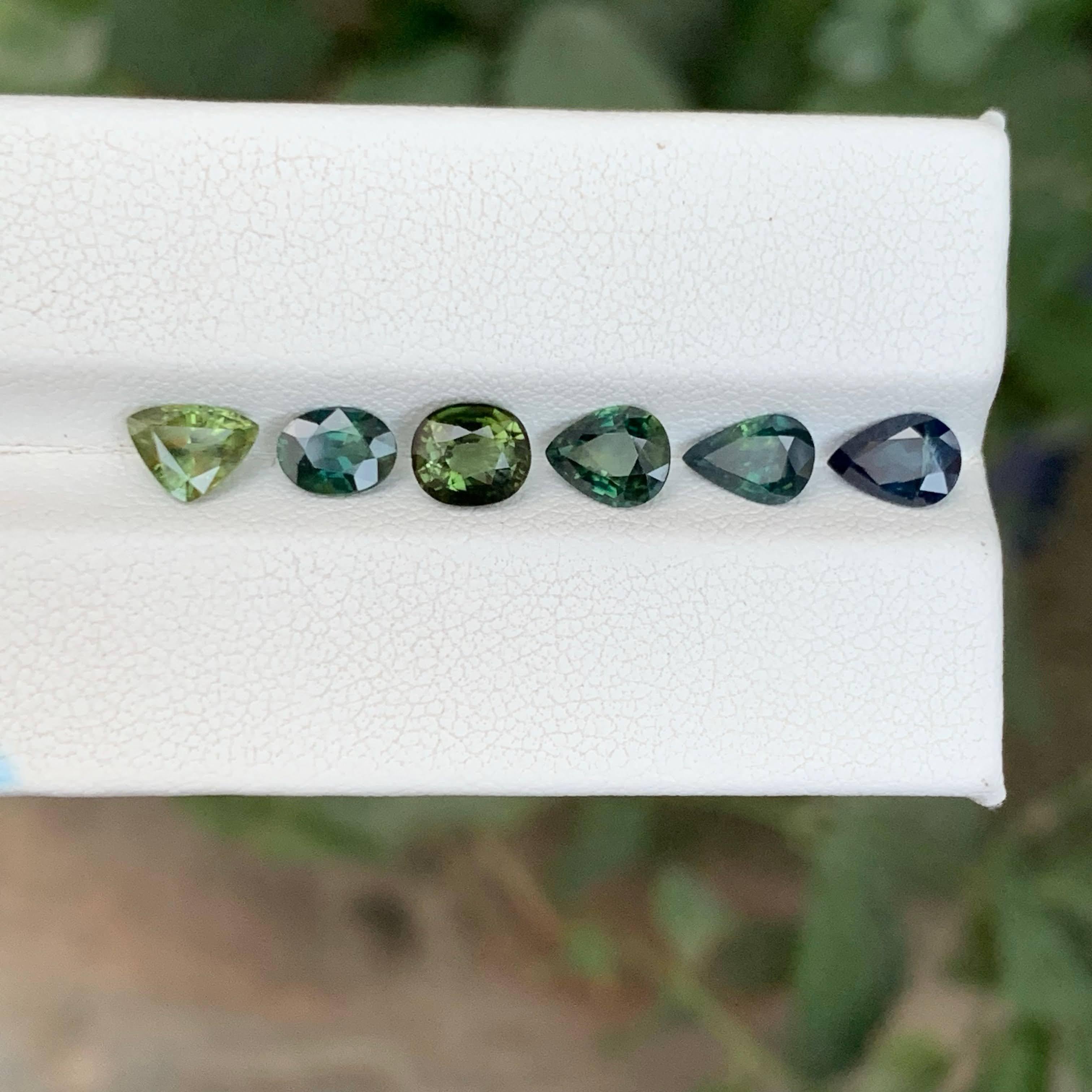 4.60 Carat Natural Loose Teal Sapphire Lot 6 Piece Madagascar's Gemstones For Sale 1