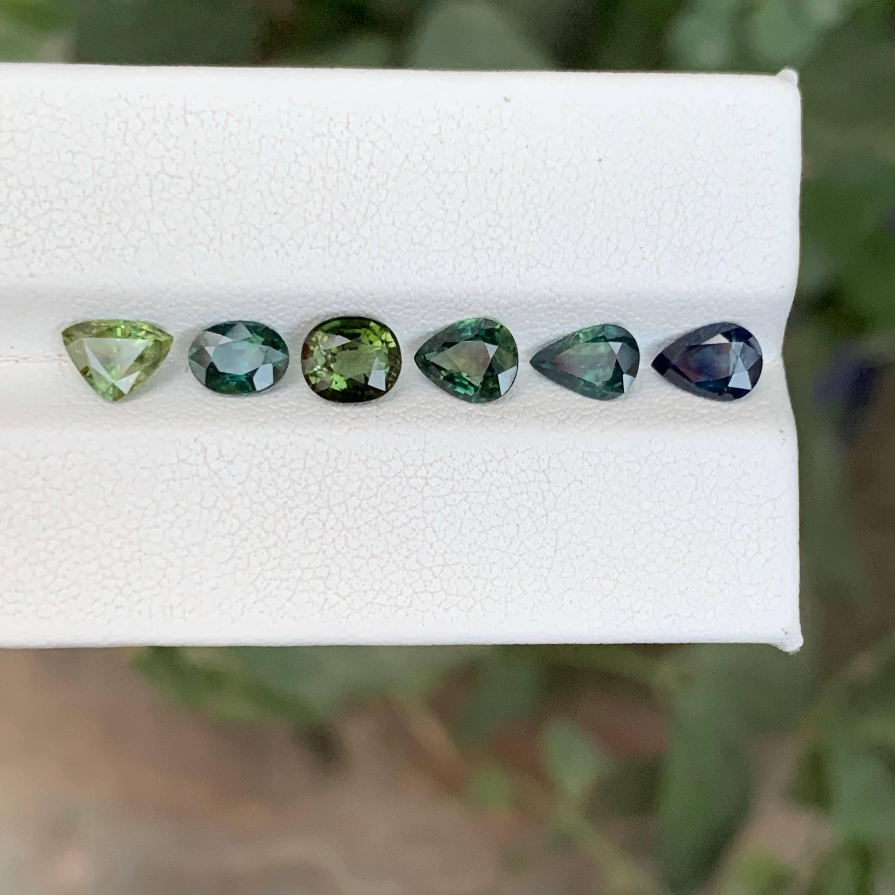 4.60 Carat Natural Loose Teal Sapphire Lot 6 Piece Madagascar's Gemstones For Sale 2