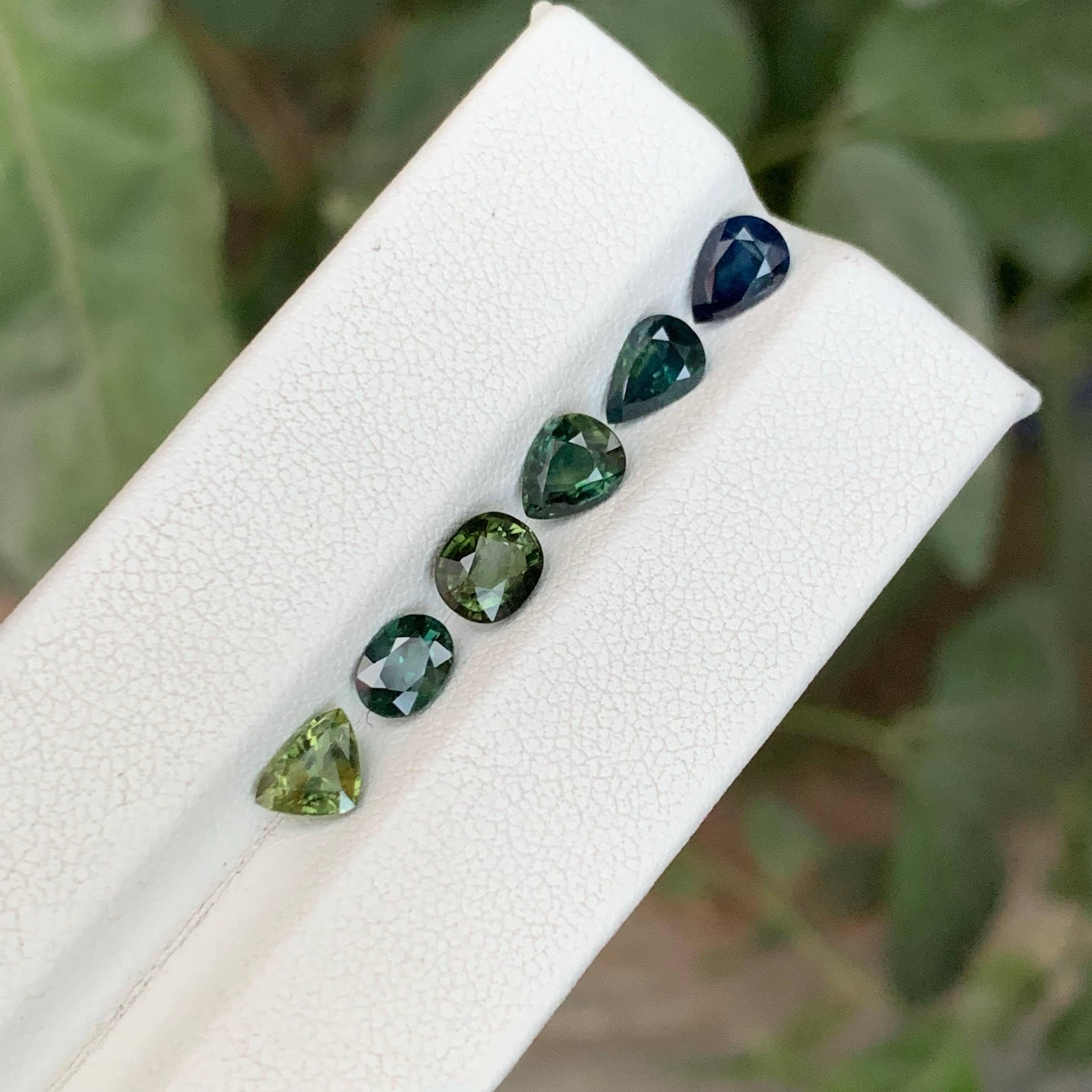 4.60 Carat Natural Loose Teal Sapphire Lot 6 Piece Madagascar's Gemstones For Sale 3