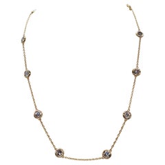 4.60 Carat Nature Diamond By The Yard Necklace 14 Karat Yellow Gold 16''