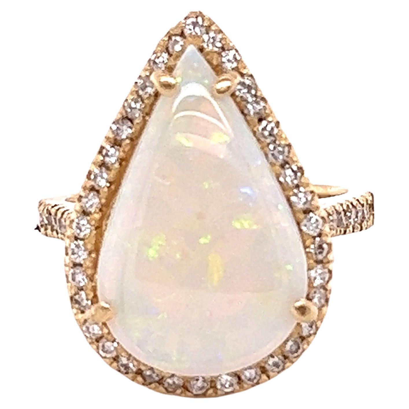 4.60 Carat Pear Cut Opal Diamond Yellow Gold Ring