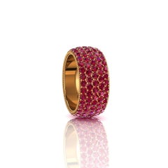 4.60 Carat Red Ruby wide band 18 Karat Yellow Gold