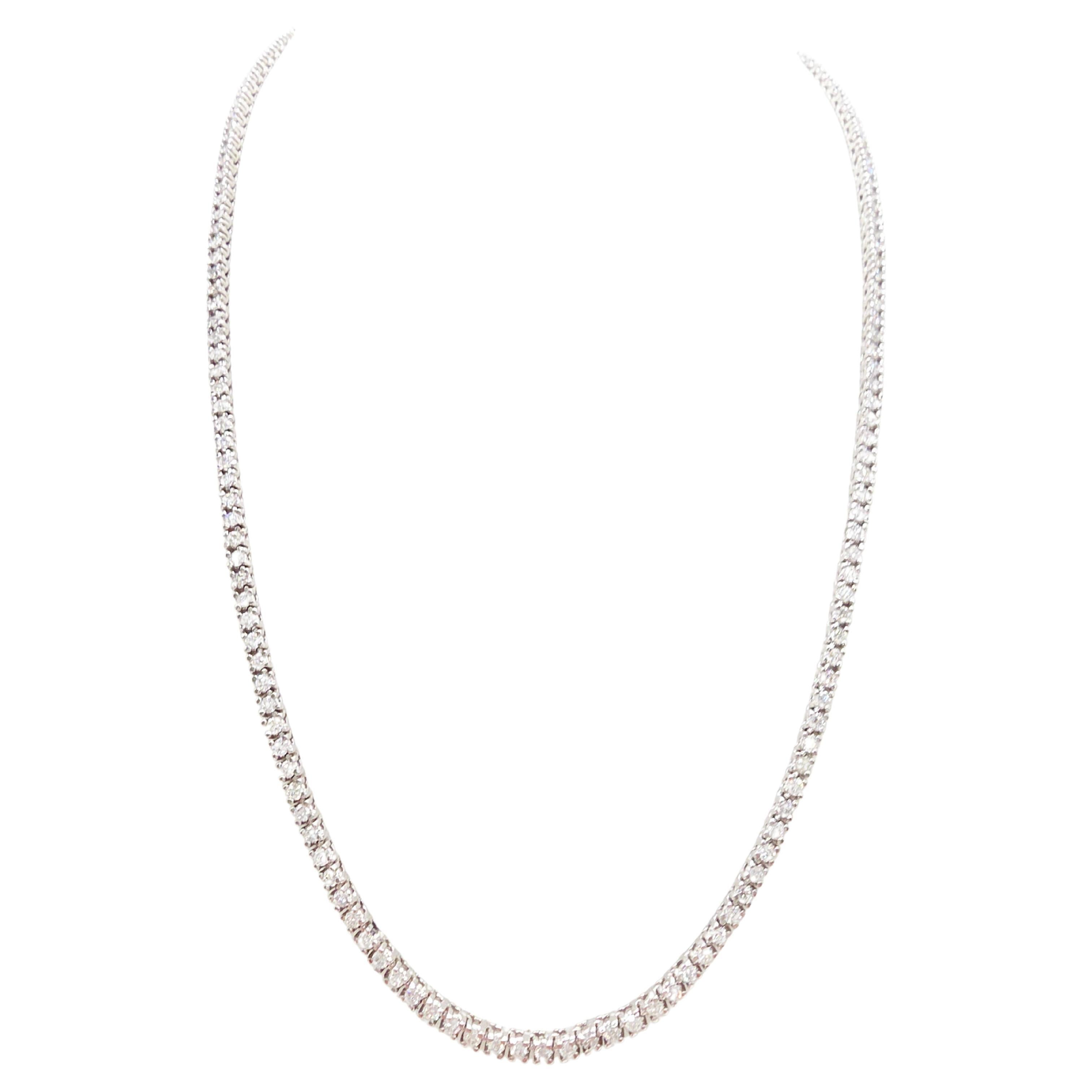 4.60 Carat Round Natural Diamond Tennis Necklace 14K White 16