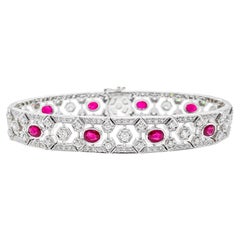 Bracciale di diamanti con rubino da 4,60 carati Dichiarazione di Alta Gioielleria