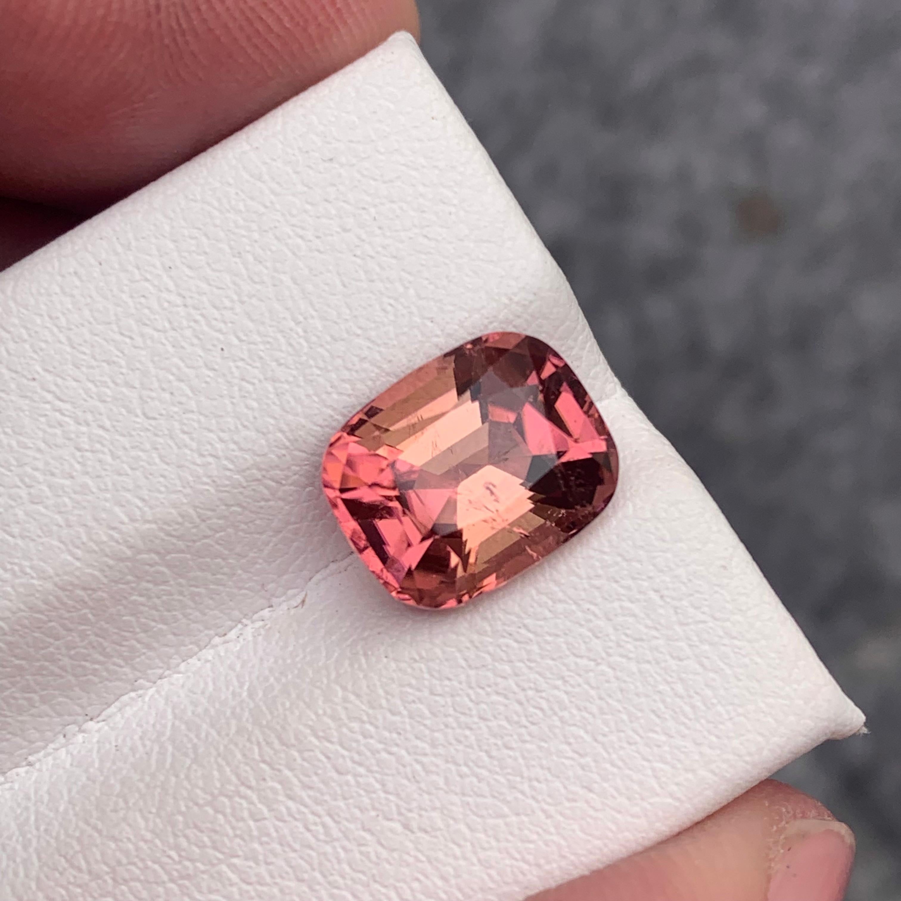 Women's or Men's 4.60 Carat SI Clarity Loose Pink Tourmaline Cushion Shape For Sale