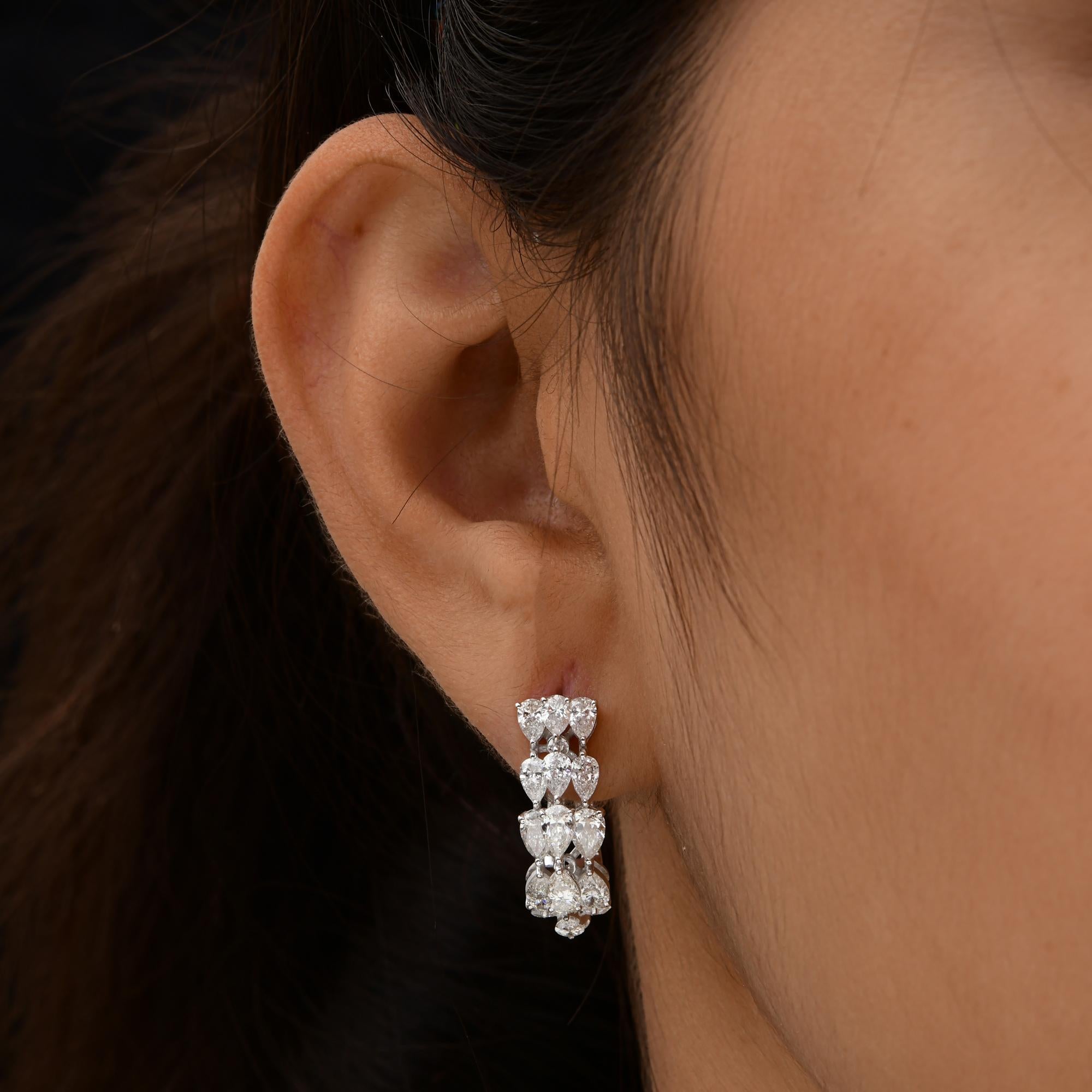 Pendientes de aro de diamantes talla brillante pera SI/H de 4,60 quilates y 18 quilates de oro blanco Moderno en venta
